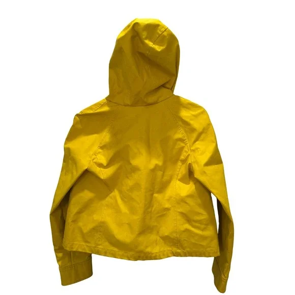 Vintage Abercrombie & Fitch Yellow Hooded Cropped Jacket Women S Moose Logo - Picture 5 of 8